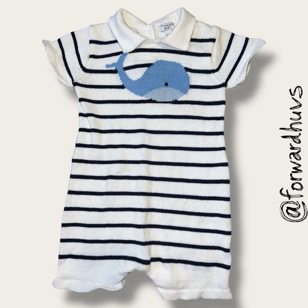 Tahari Baby Whale 100% Cotton Romper Size 24 Months